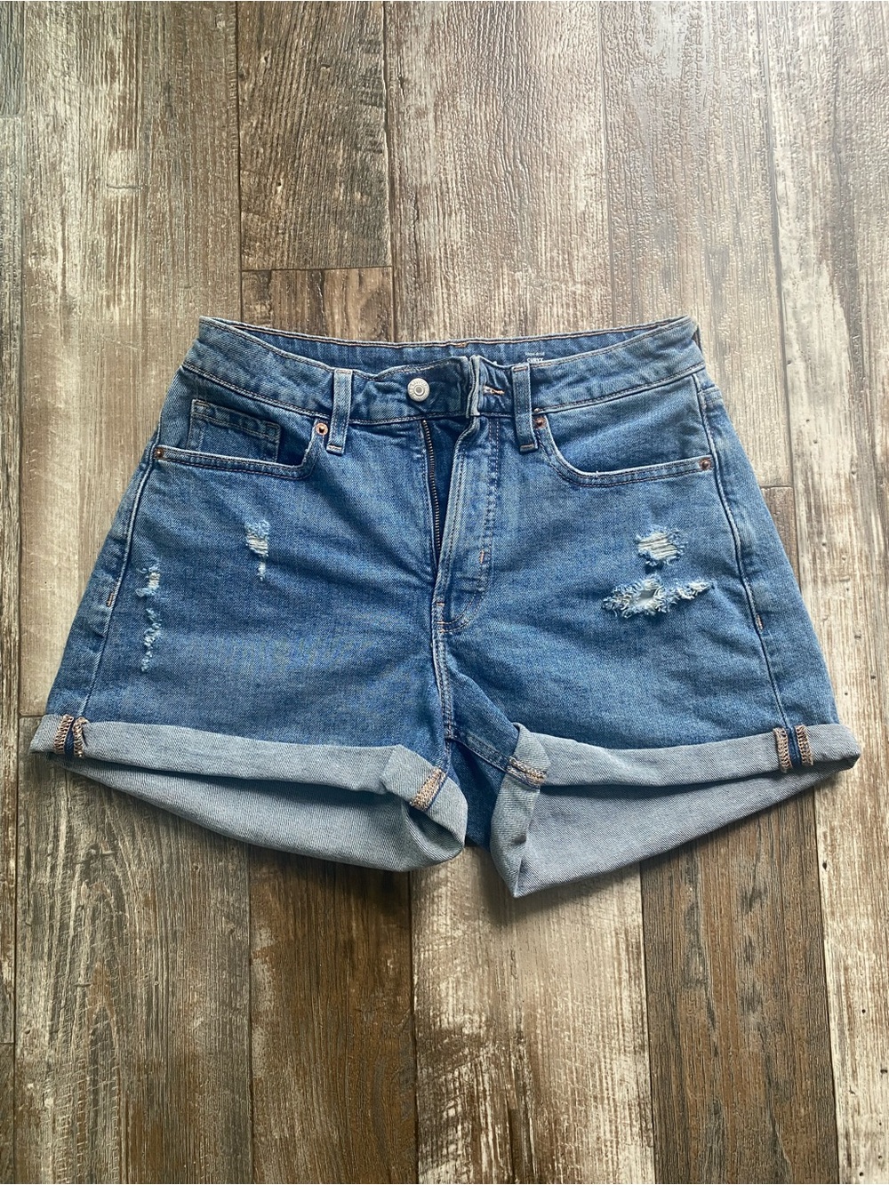 Old Navy Rolled Hem Distressed Denim Shorts - Blue
